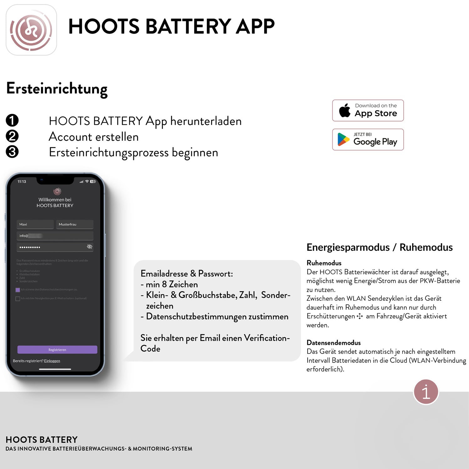 HOOTS BATTERY WLAN App Batteriewächter Batterieüberwachung